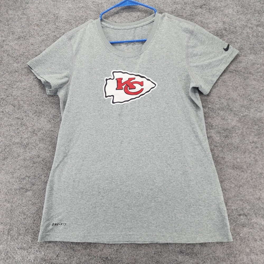 Kansas City Chiefs Shirt Womens Medium Nike Dri Fit Short Sleeve Gray